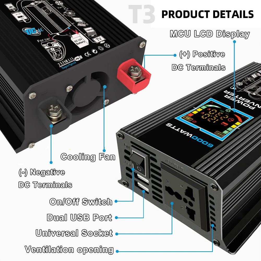 Off Grid Solar System for Home 6000W 220v Inverter 30A Controller 5V Solar Panel Full Set for House Camping For Car RV Zpaxo