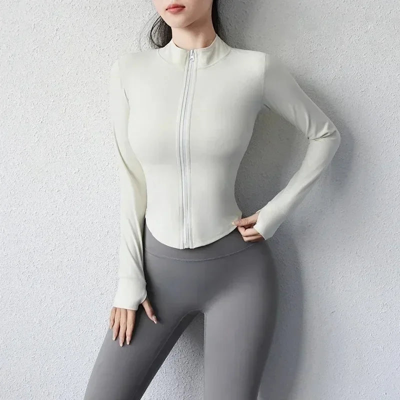 Women's Quick-Dry Zip Yoga Jacket – Slim Long Sleeve Training Top