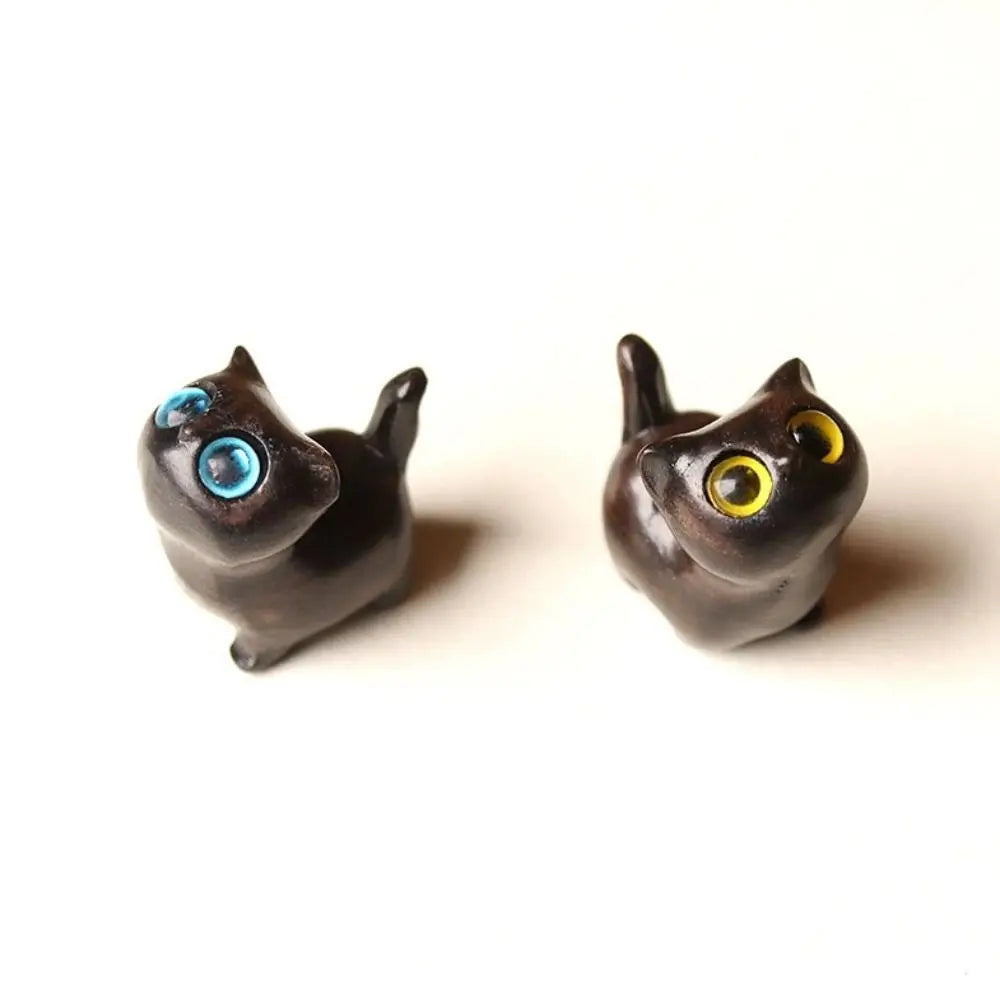 Car Dashboard Figurine Sandalwood Cat Desktop Kawaii Mini Animal Zpaxo