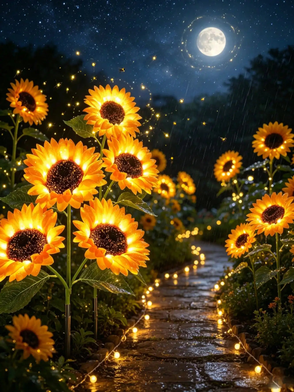 Three-head Outdoor Solar Sunflower Light Garden Decorative Waterproof