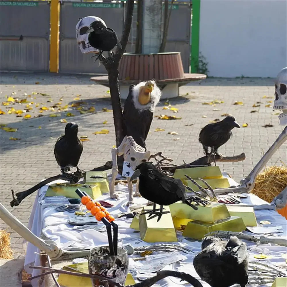 Realistic Black Crow Decoy Model Halloween Decor Outdoor Pest Control Zpaxo