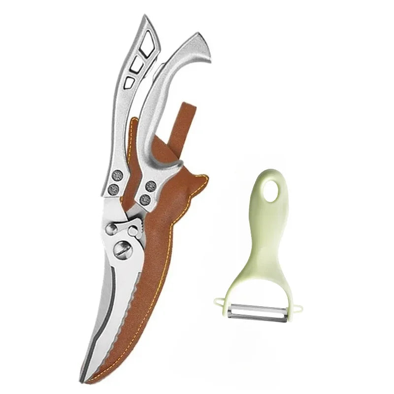 Stainless Steel Kitchen Scissors Chicken Bone Barbecue Scissors Ultra Sharp Utility Scissors Food Meat Fish Vegetables Cutter Zpaxo Set 2