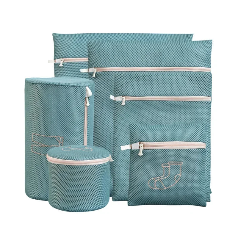 6 Size Embroidery Washing Machine Laundry Lingerie Bag Underwear Bra Socks Wash Net Large Capacity Clothes Storage Organizer Zpaxo
