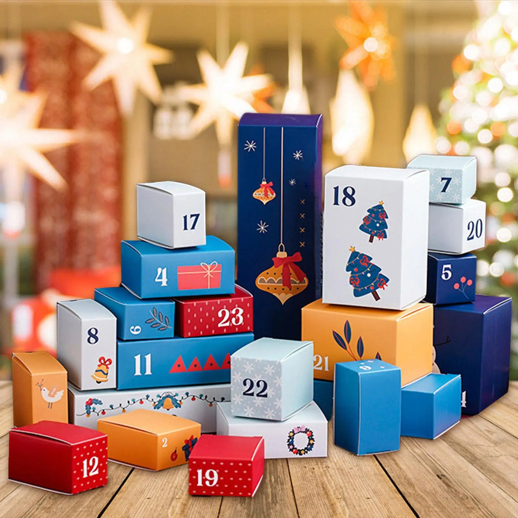 Christmas Countdown Calendar Box 24 Days Advent Snack Container Multi