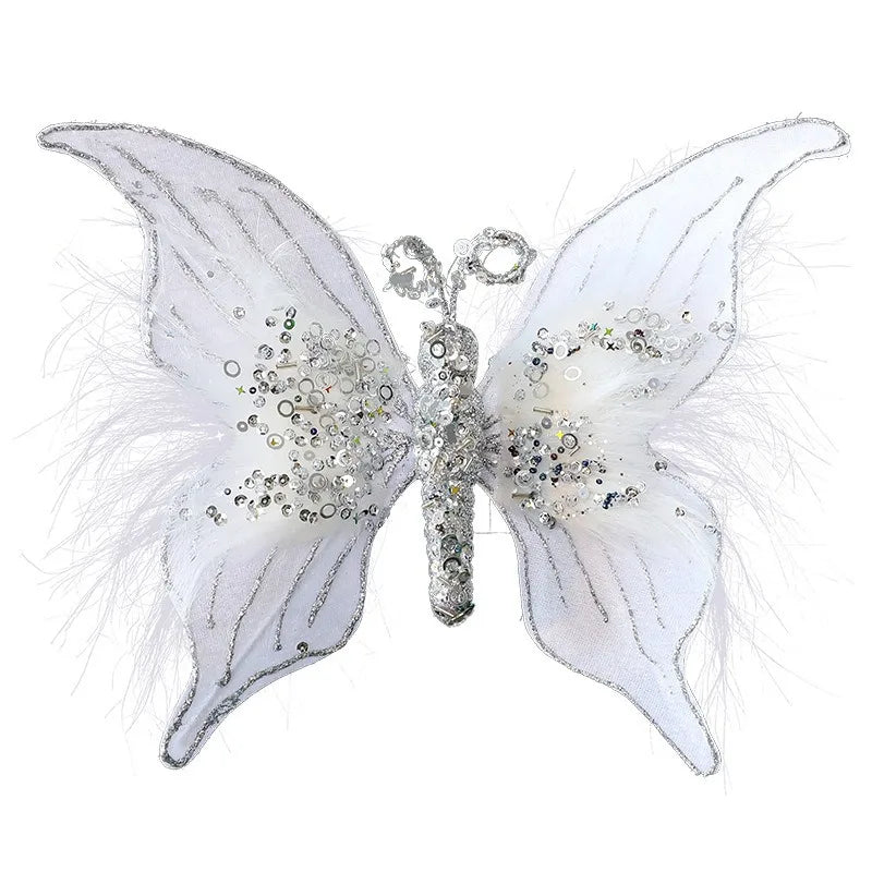 Glitter Fabric Butterfly Christmas Ornament 30×22cm Christmas Ornament Zpaxo