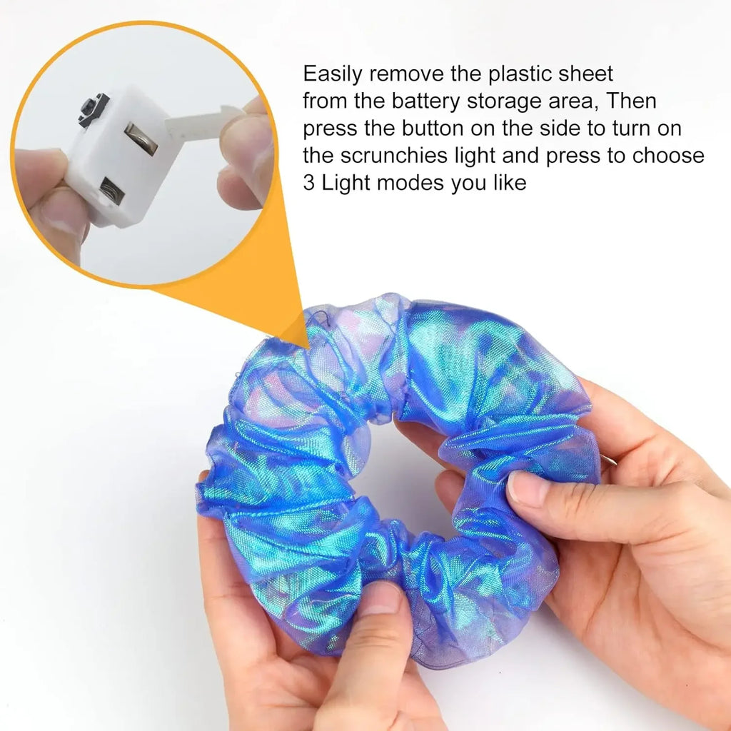 LED Light Hair Scrunchies Up Elastic Glow Hairbands Mermaid Party