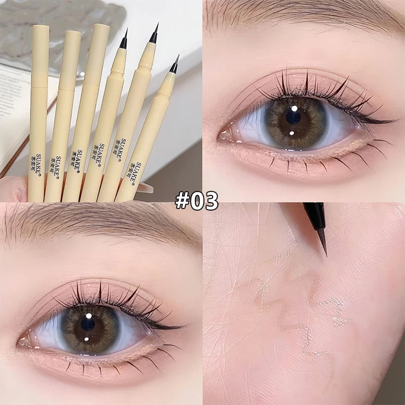 Black Liquid Eyeliner Pen Lasting Waterproof Sweatproof Eyeliner Lying Silkworm Pen Big Eyes Makeup Women Cosmetics Beauty Tools Zpaxo 03