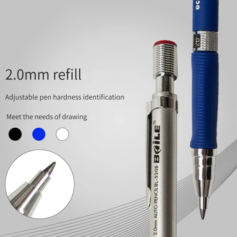 2mm Mechanical Pencil Set with Color/Black Lead Art Drawing Design Automatic Pencil Writing Student Office School Stationery Kit Zpaxo