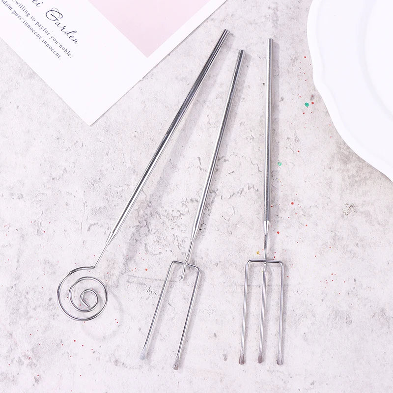 Stainless Steel Candy Dipping Fork Irregular Shaped Cheese Fondue Culinary Decorating Fork Long Handle Chocolate Dipping Tool Zpaxo