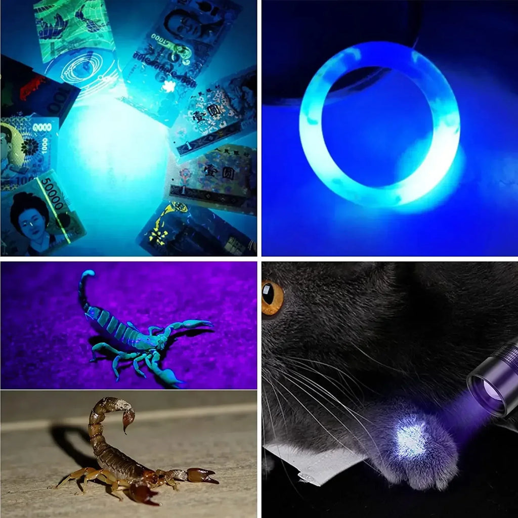 UV LED Flashlight USB Rechargeable 1200 Lumen 7-Mode Torch