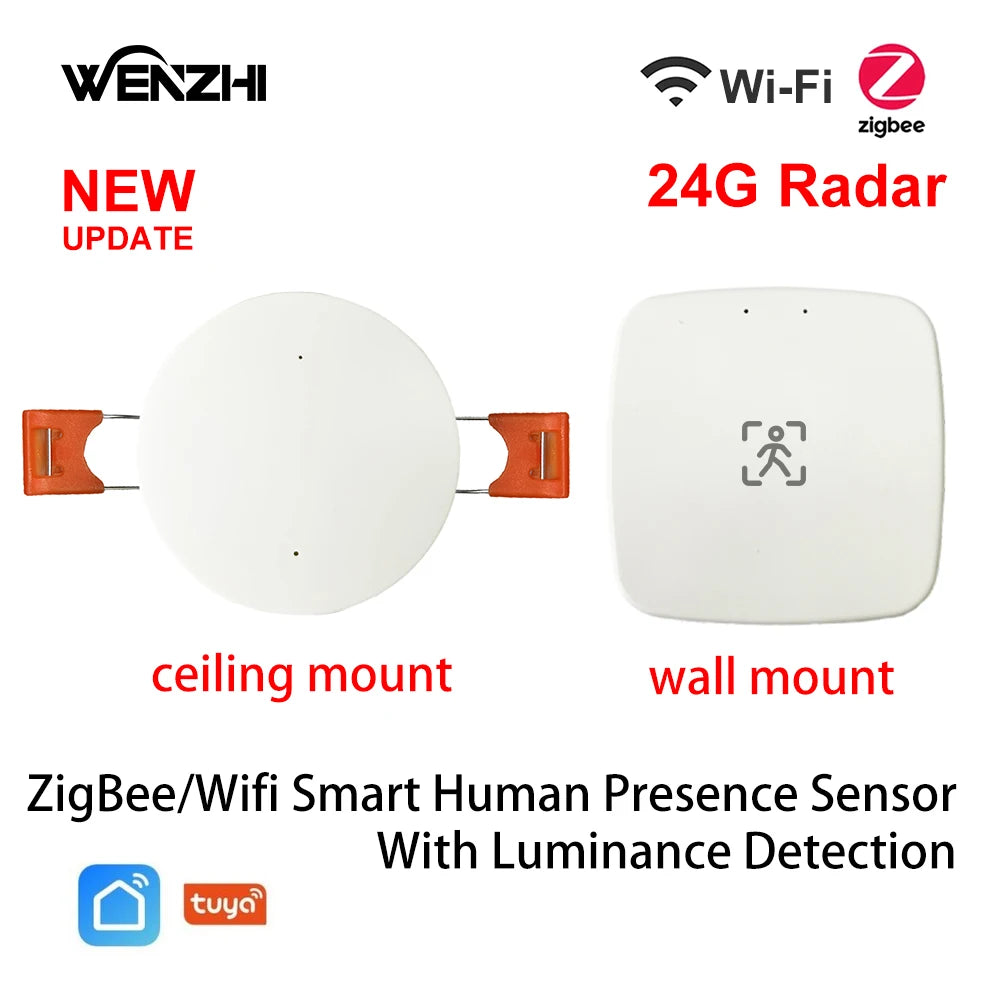 ZigBee Wifi 24G MmWave Radar Human Presence Motion Sensor With Luminosity/Distance Detection 5/110/220V Tuya Smart Life Home DIY Zpaxo