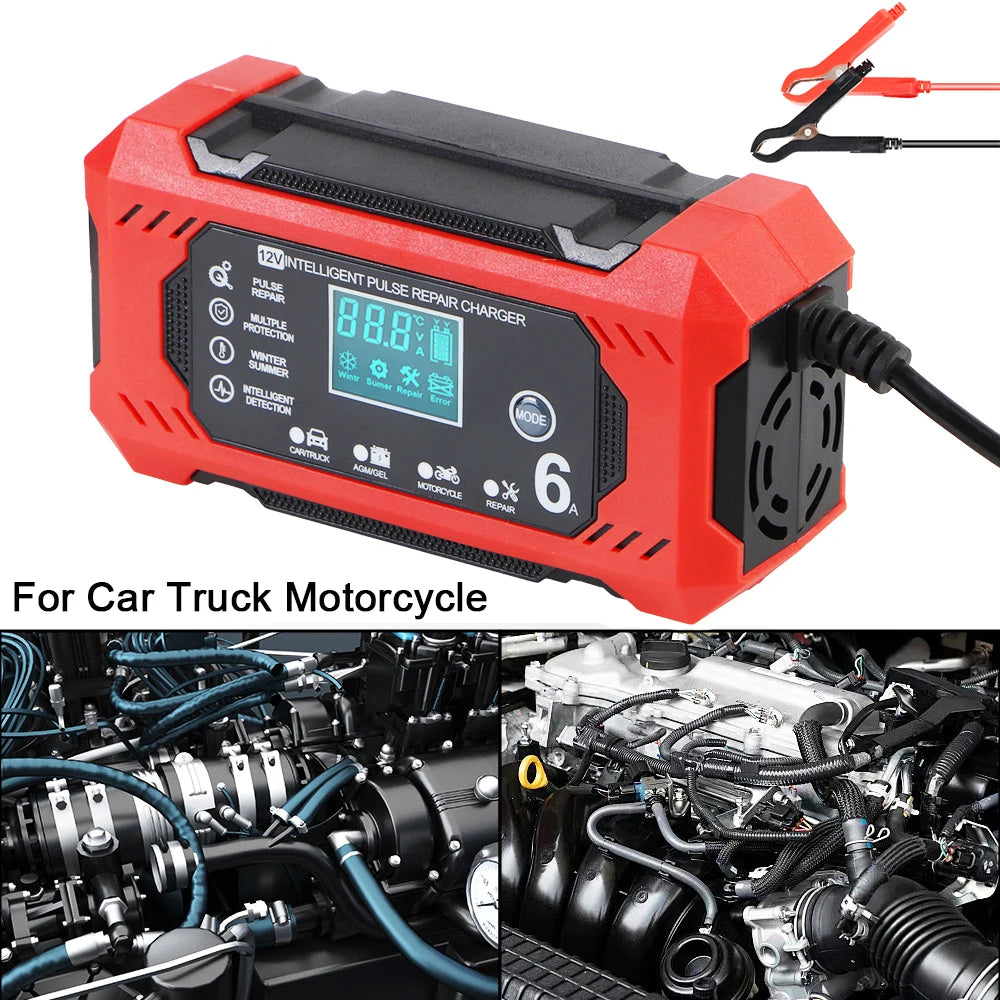 Multifunctional Smart Car Battery Charger Pulse Repair Charging 12V