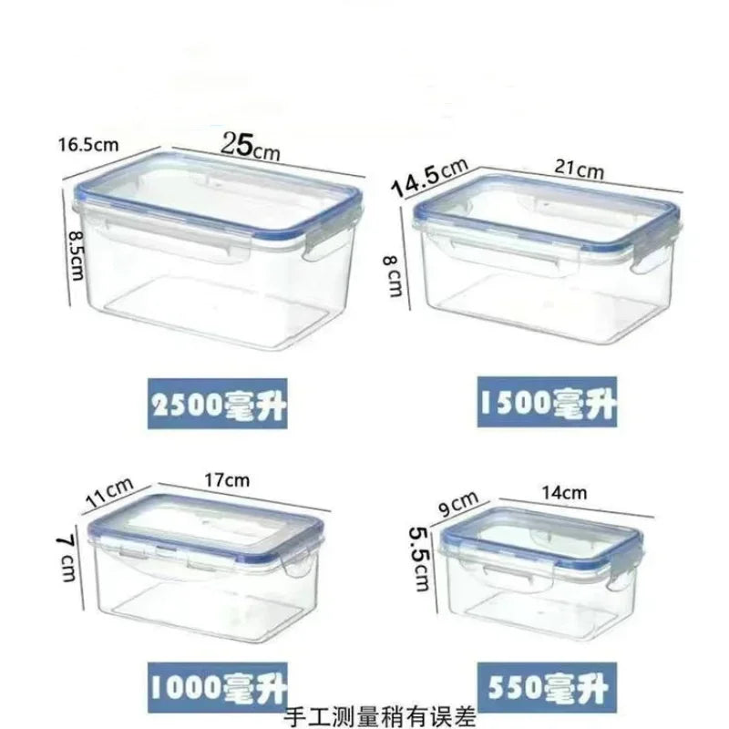Kitchen Refrigerator Sealed Rectangular Refrigerator Storage Box with Lid Plastic Crisper Microwave-heated Lunch Box Storage Box Zpaxo
