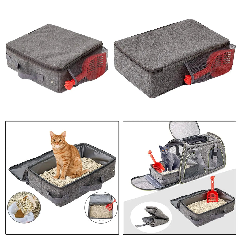 Foldable Cat Litter Box for Travel Cat Litter Box Waterproof with Zipper Lid Zpaxo