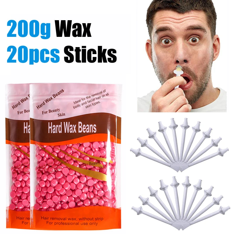 100-Pack Nose Wax Sticks – Painless Hair Removal Kit Unisex Nose Wax Kit Zpaxo 200gRose-Stick20P