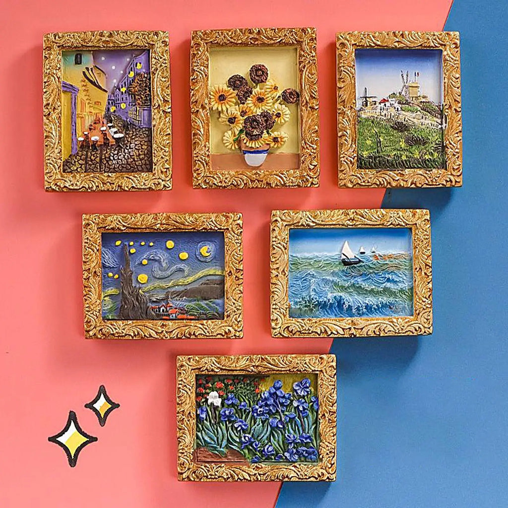 Fridge Magnets 6 Pieces Whiteboard Magnets Painting Artwork Resin Magnetic Decoration for Photo Clipboard Cabinet Home School Zpaxo