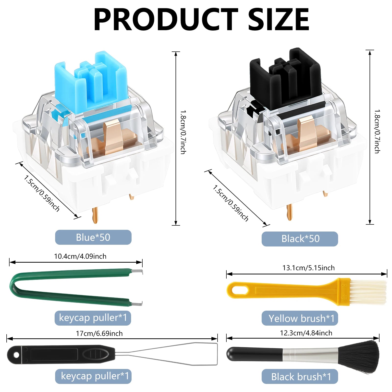 150/50Pcs Mechanical Keyboard Switches Set 3Pin Clickers Transparent Hot Swappable RGB Backlit with Puller Tools for Gaming Typ Zpaxo