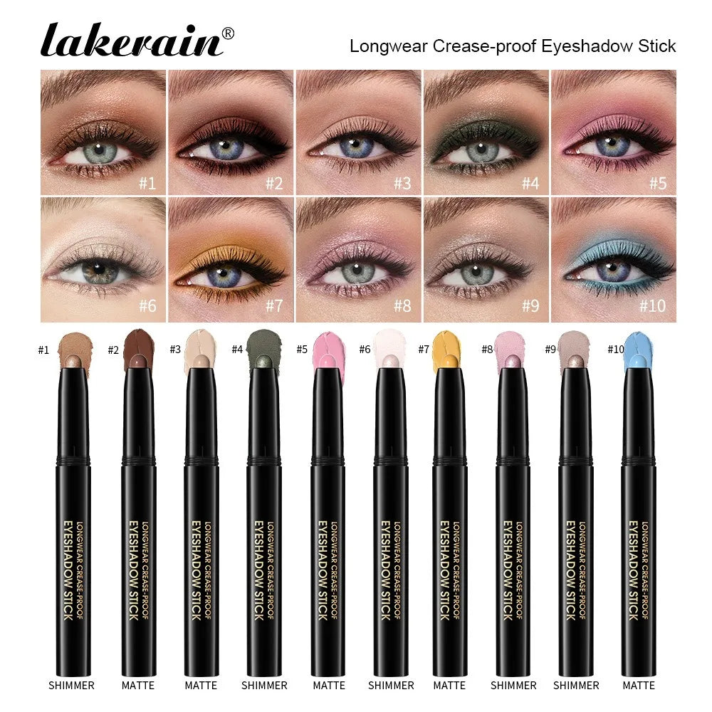 10 Colors Longwear Crease-proof Eyeshadow Pencil Stick Lasting