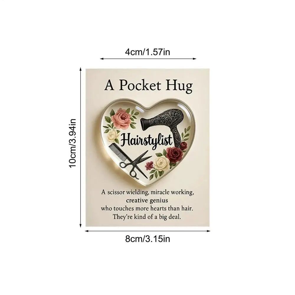 Heart Hug Pocket 2D Shaped Souvenir Appreciation Inspirational Card