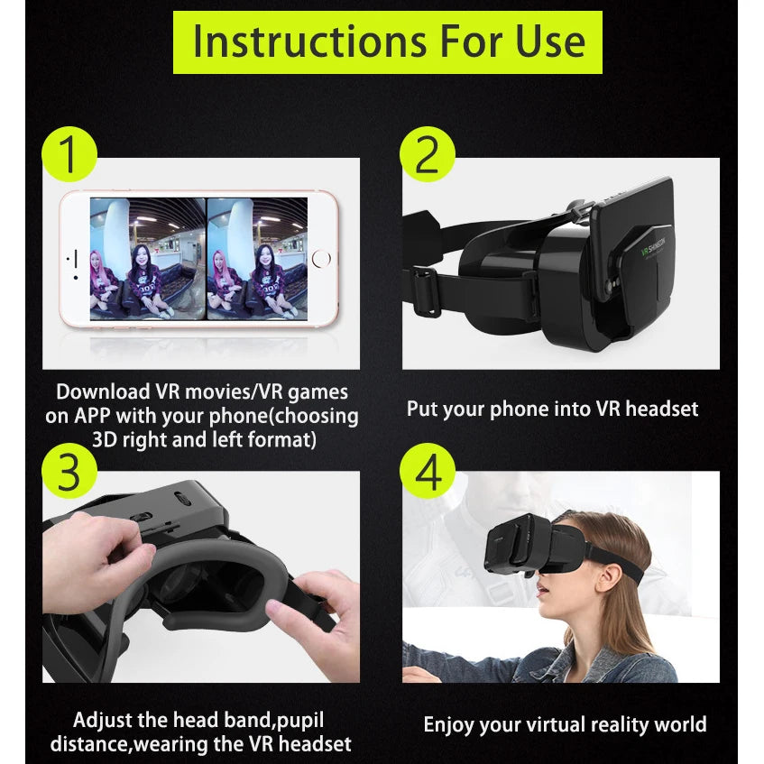 3D VR Glasses Headset for iOS & Android 4.7–7" Smartphones VR Headset Goggles Zpaxo