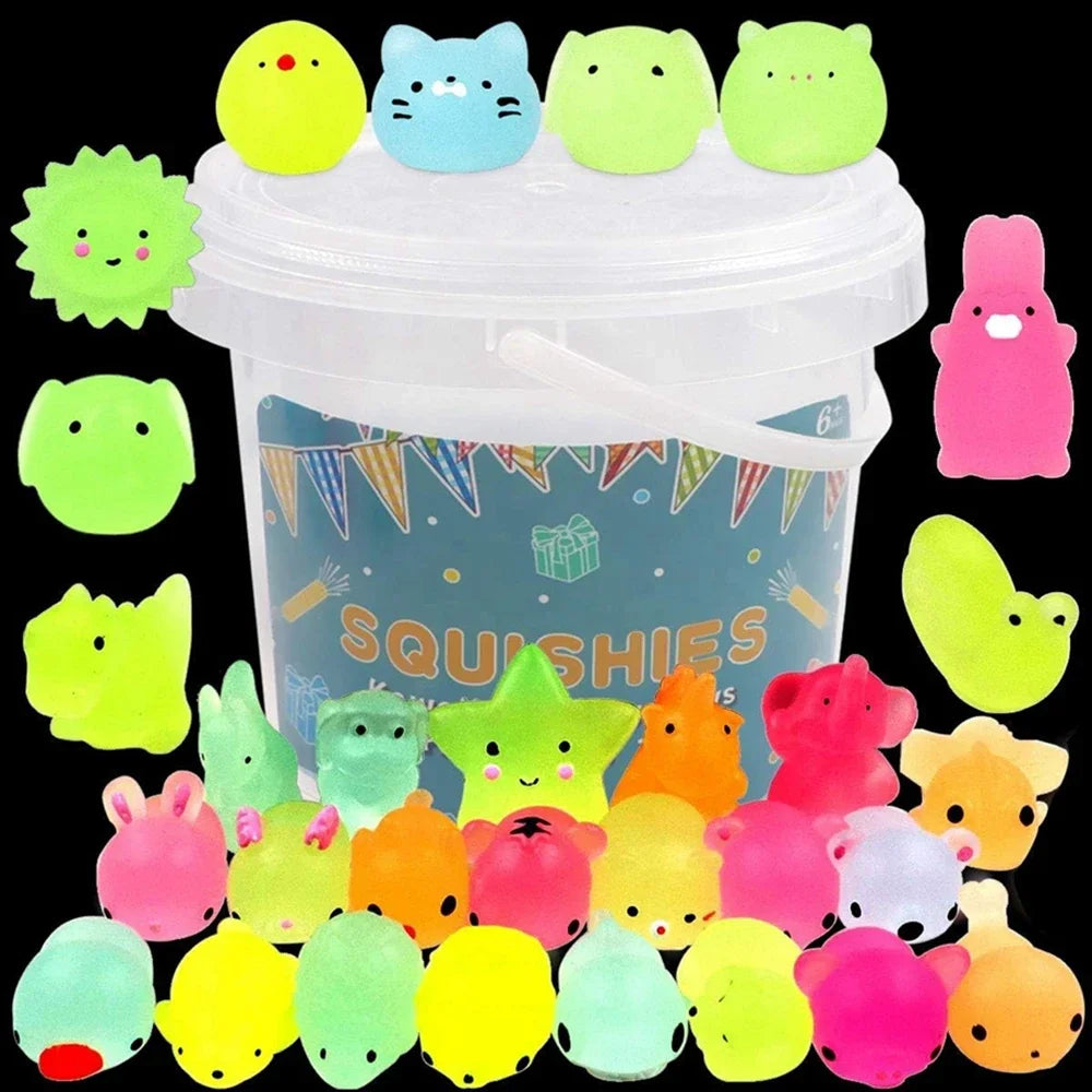 12 Kids Animals Toys Glow Dark Party Favors Stress Relief Squishy