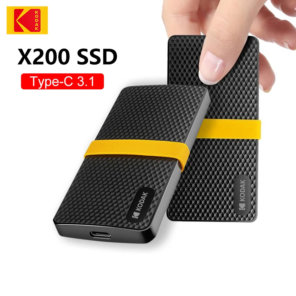 Kodak X200 1TB Portable SSD USB 3 1 Type-c External Solid State Drive Zpaxo black 256GB