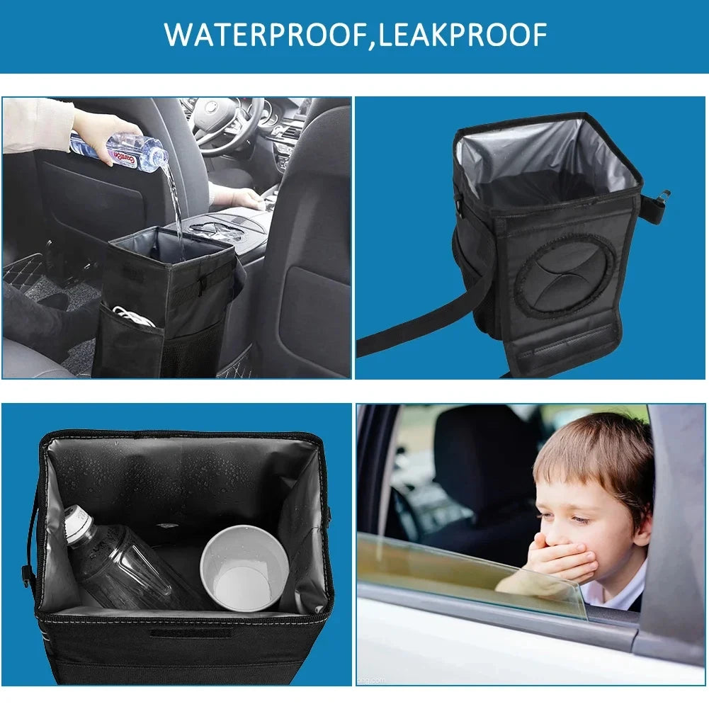 Car Trash Can Lid Leakproof Bin Garbage Collapsible Automotive Truck