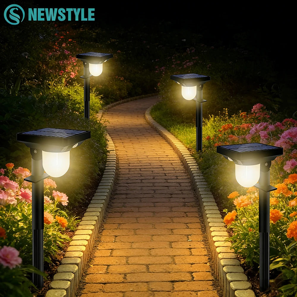 1-4PC Solar Landscape Spotlights Garden Motion Sensor Pathway Lights 3 Modes Waterproof Wall Lamp Patio Lawn Walkway Decor Zpaxo