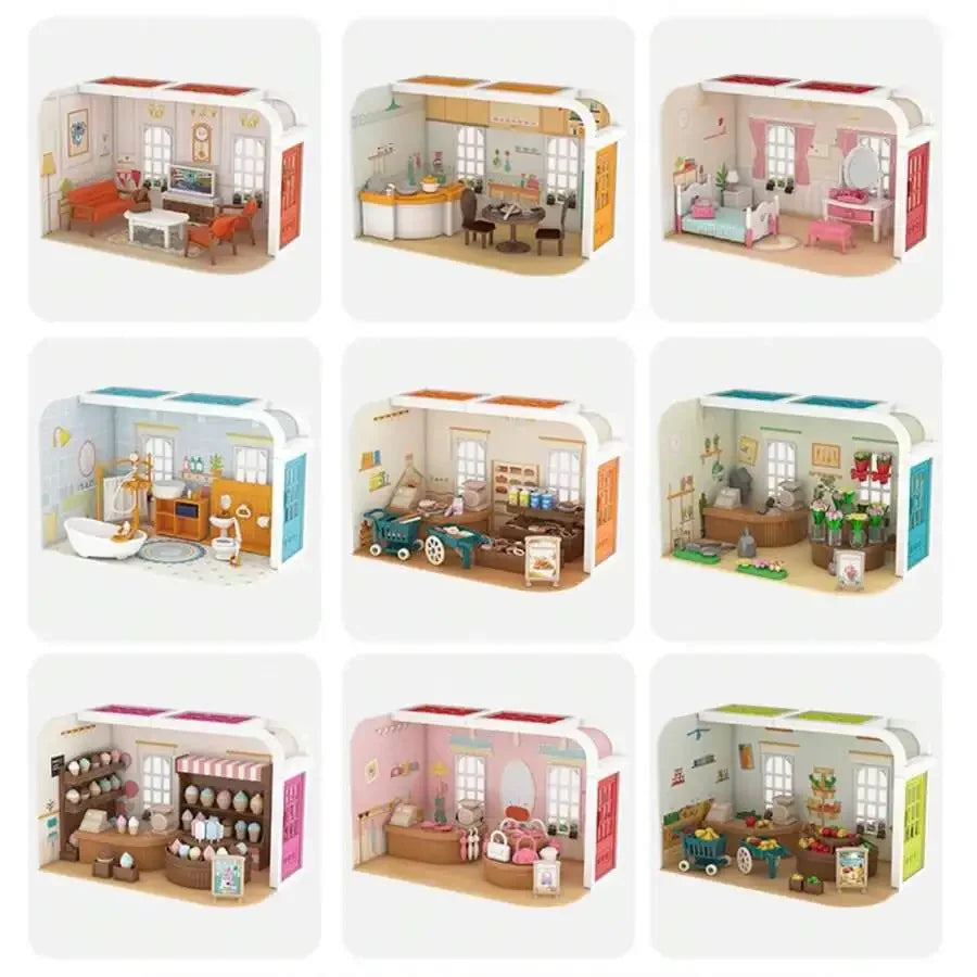 Dollhouse Miniature Furniture Living Room Bedroom Bathroom Doll House