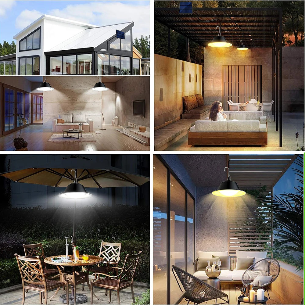 Solar Powered LED Pendant Lights 3 Lighting Modes IP65 Waterproof Portable Hanging Lamp for Shed Gazebo Garden Camping Porch Zpaxo