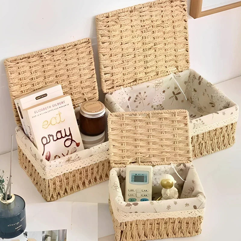 For Toys Snacks And Miscellaneous Items Desktop Cosmetic Storage Box Household Rattan Woven Storage Box Zpaxo