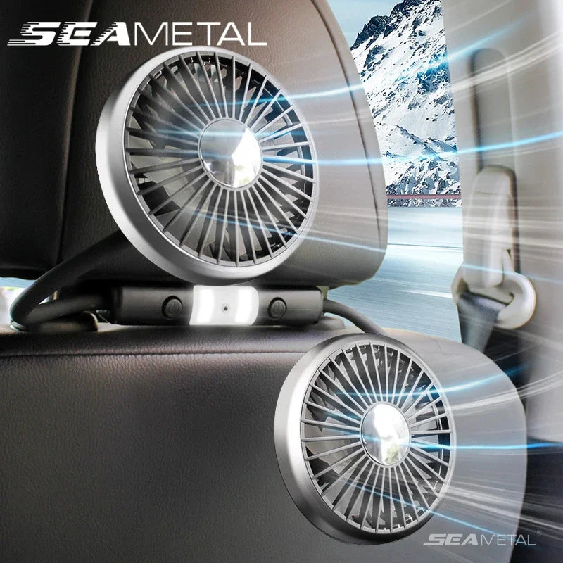 Car Fan Cooling Dual Head Type-c Usb 3 Speeds Adjustable Auto Cooler