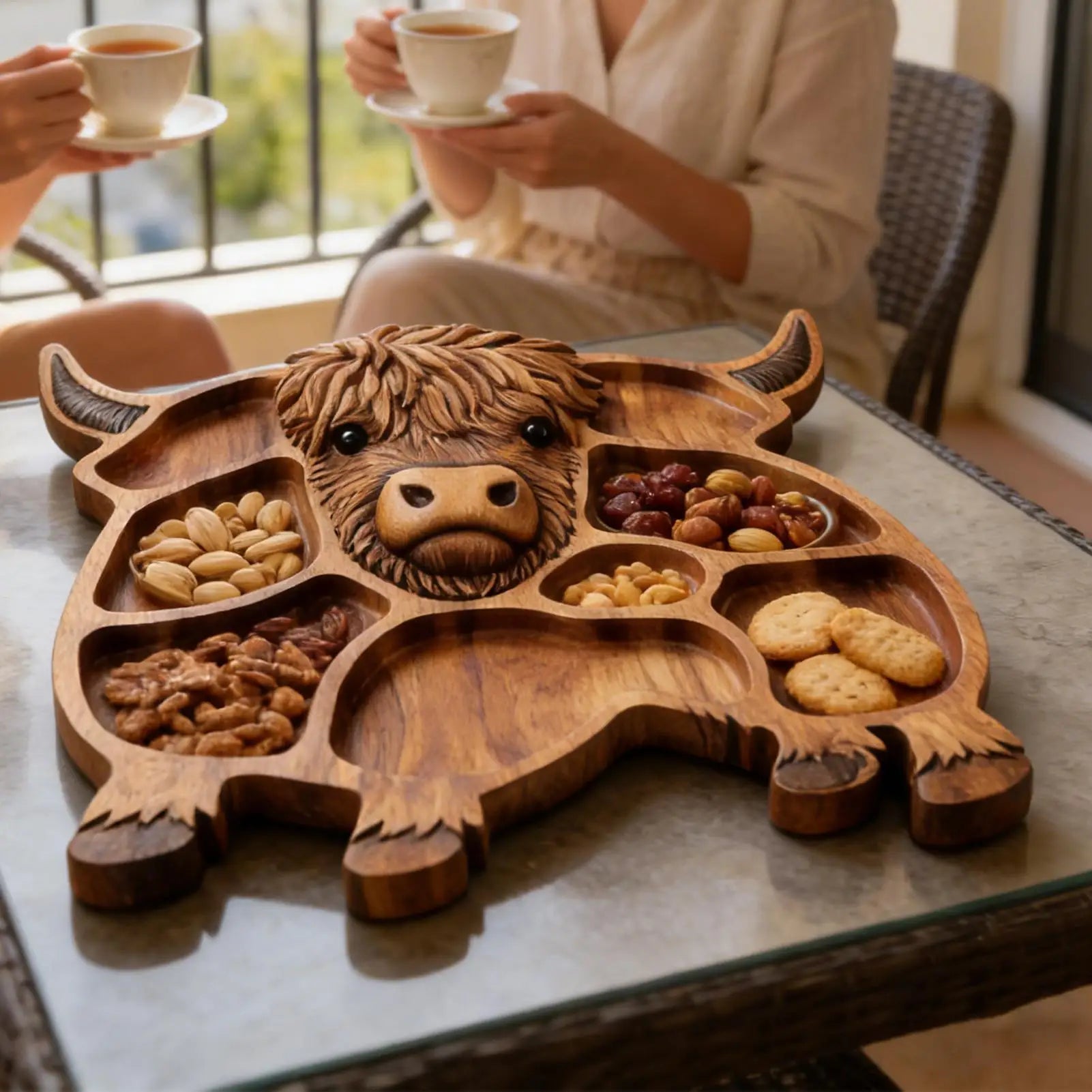Wooden Cow Charcuterie Board Cheese Platter Appetizer Serving Tray