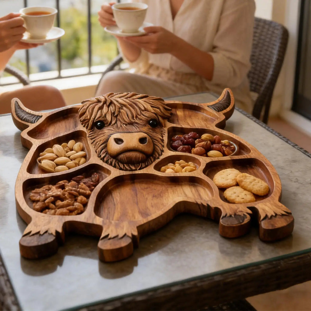 Wooden Cow Charcuterie Board Cheese Platter Appetizer Serving Tray
