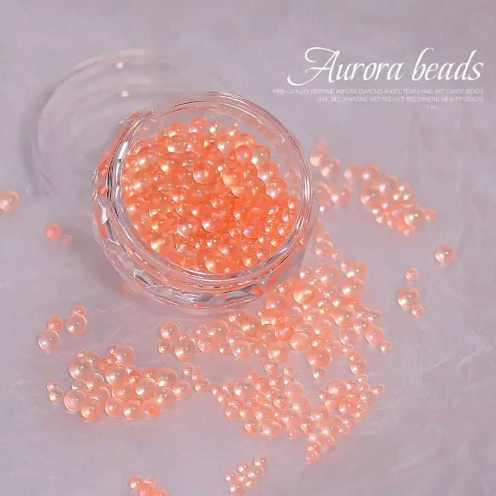 Glass Nail Art Aurora Bubble Beads Mixed 3D Decoration Charms Bead Zpaxo Orange