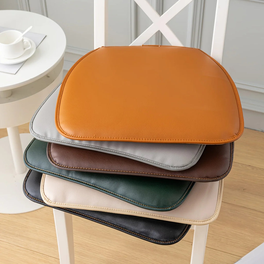 Faux Leather Thick Chair Cushions D-shaped Cover Ties Pads Indoor