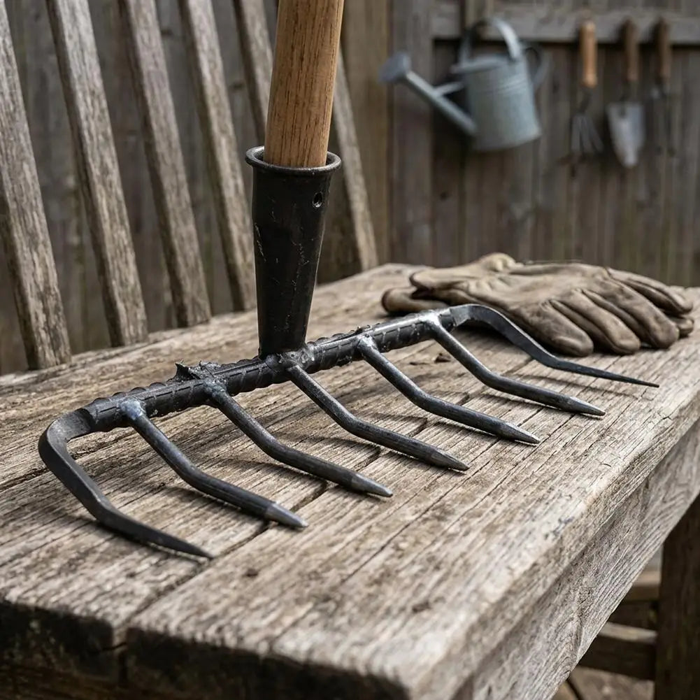 7-Tine Hardened Steel Rake Head – Heavy-Duty Garden Tool Garden Rake Head Zpaxo
