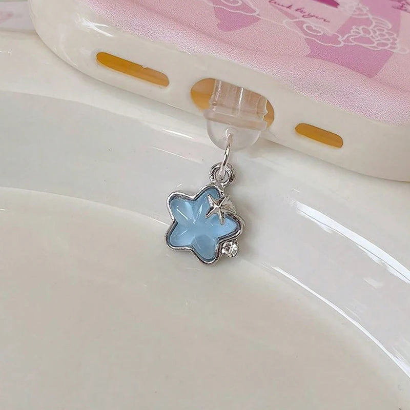 Diamond Star Dust Plug Charm Fashion Ladies Charge Port Iphone C