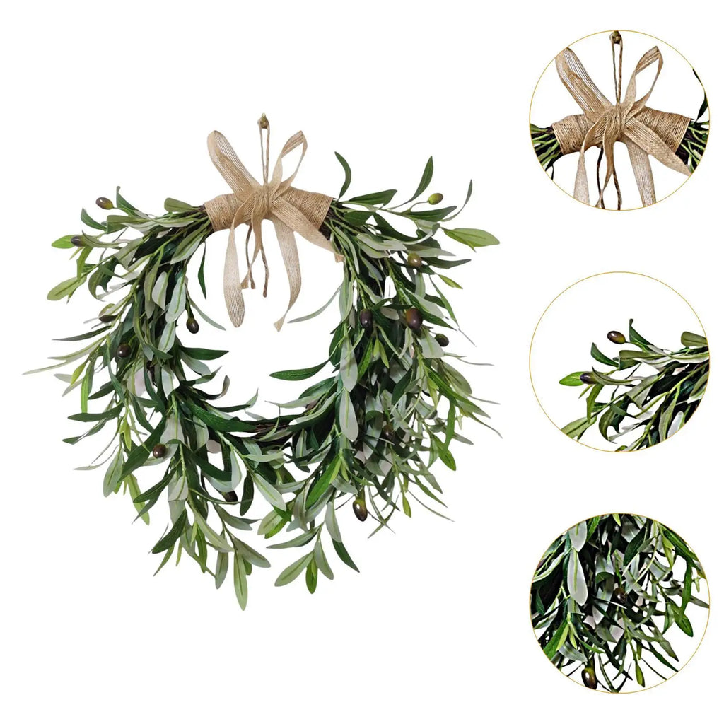 Artificial Olive Wreath – Rustic Farmhouse Greenery Door Decor Artificial Wreath Zpaxo
