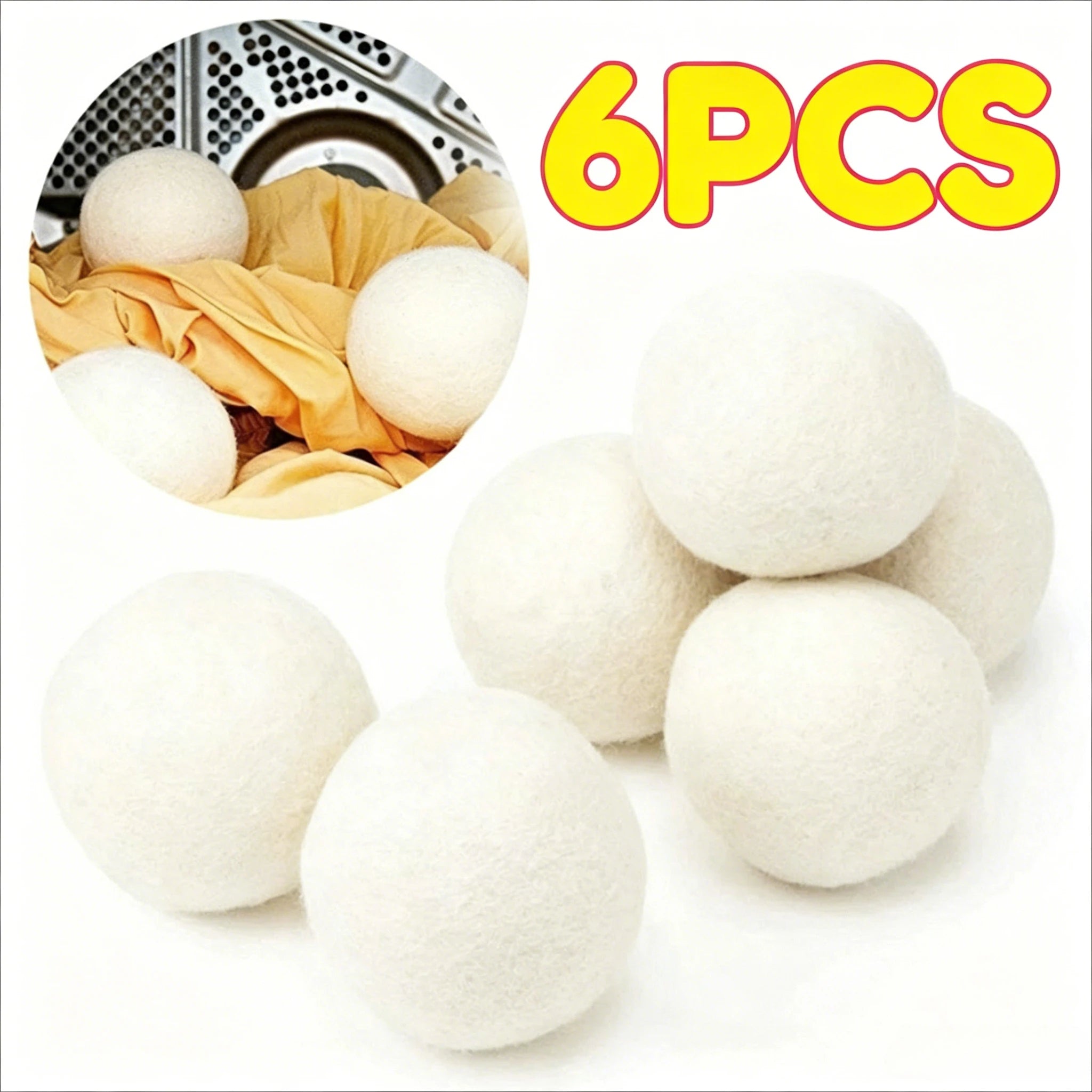 Clothes Dryer Large Wool Balls Laundry Tumble Dryer Balls Dryer Balls Laundry Softener Reusable Home Washing Machine Accessories Zpaxo 6pcs