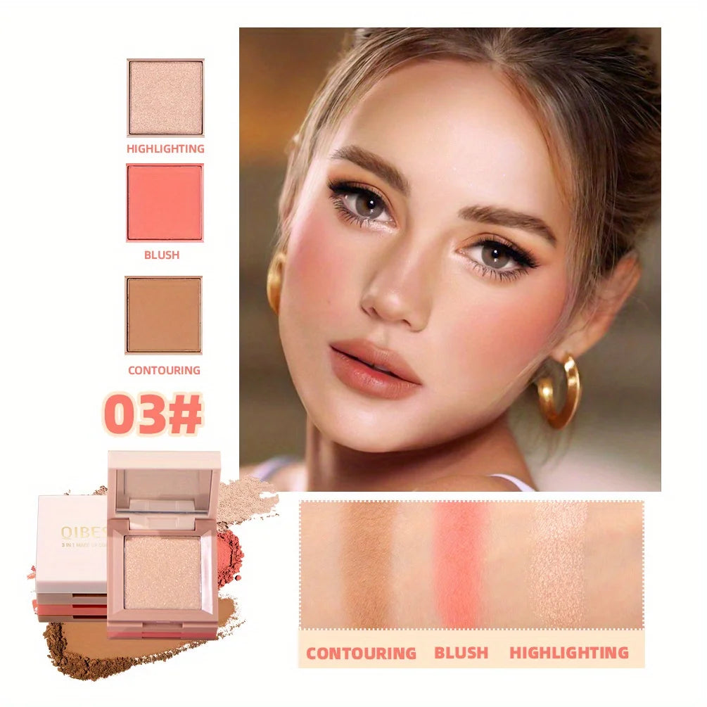 3 In 1 Matte Highlighter Blush Palette Blush Eyeshadow Face Cosmetics Makeup Palette Female Multifunctional Palette Zpaxo 03