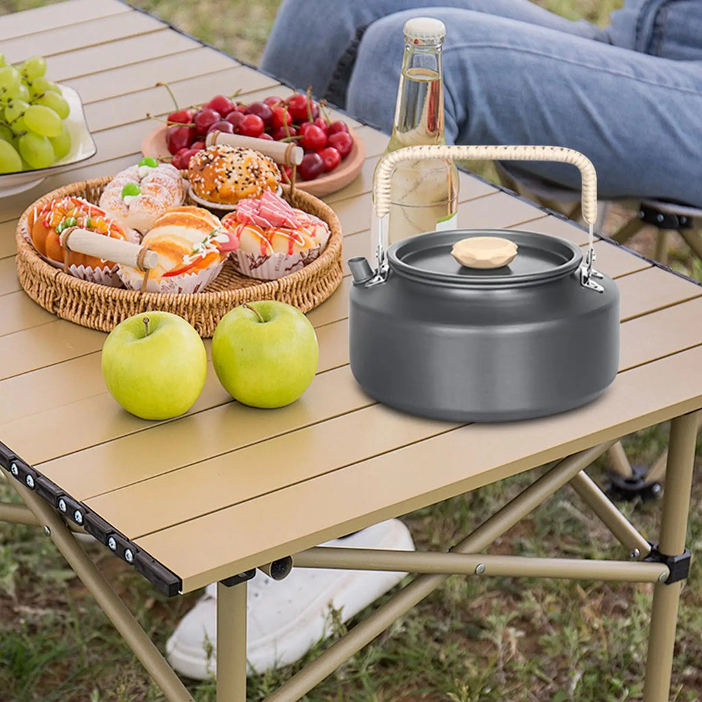 Portable Camping Kettle Ergonomic Metal Lightweight Tea Pot Silicone
