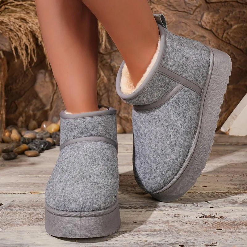 Winter Women's Comfortable Keep Warm Mid Heel Snow Boots Women Solid Zpaxo