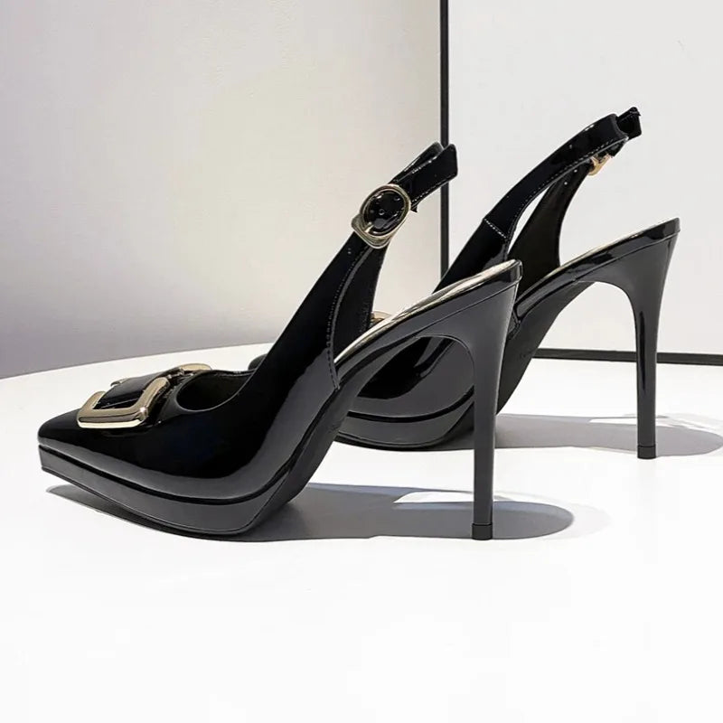 Summer Women's Pointed Closed Toe Comfortable Metal Buckle Zpaxo