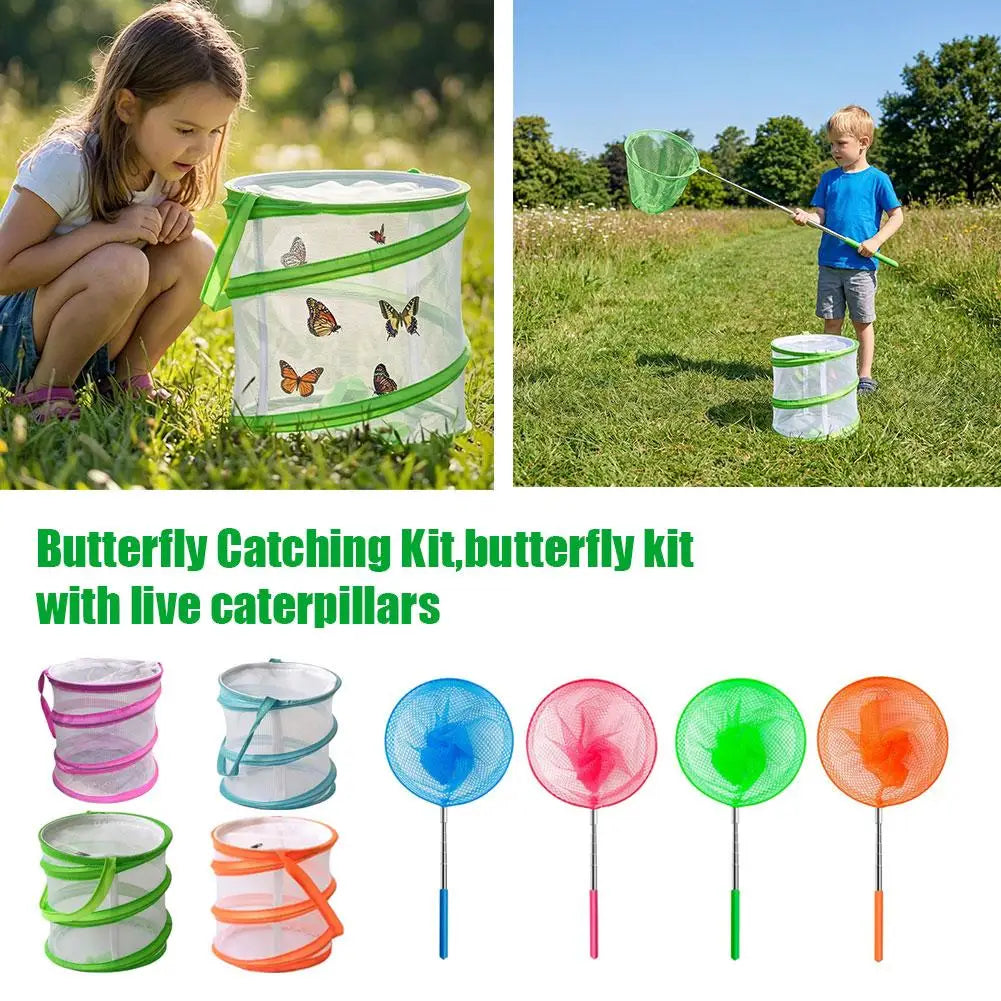 Retractable Kids Insect Butterfly Net & Observation Cage Set Insect Catching Net Zpaxo