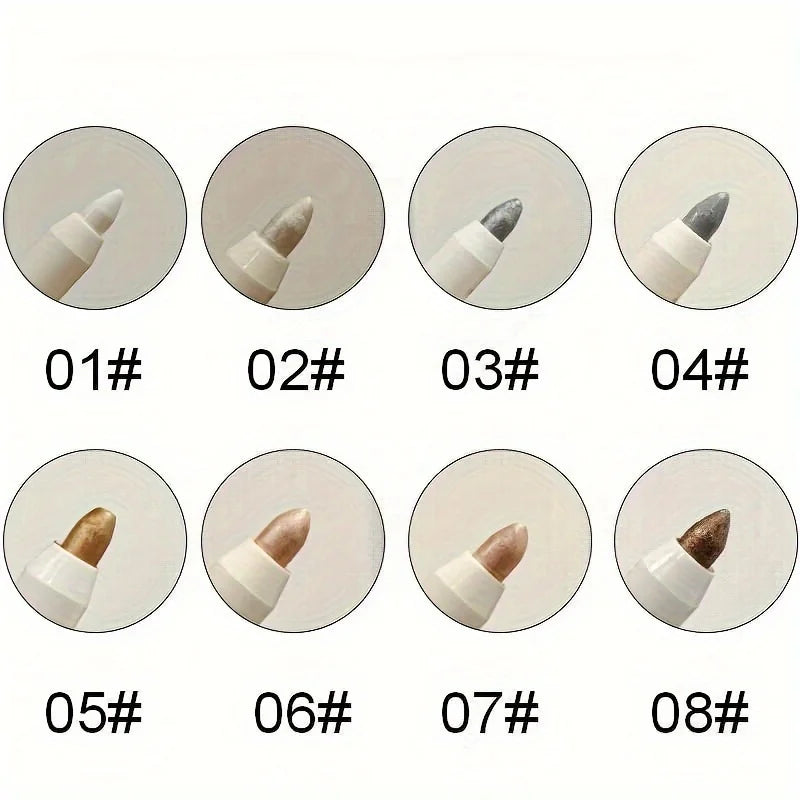 1PC Gray Brown White Eyeshadow Stick Long Lasting Pearlescent Glitter Monochrome Eyeshadow Pencil Brightening Highlighter Pen Zpaxo