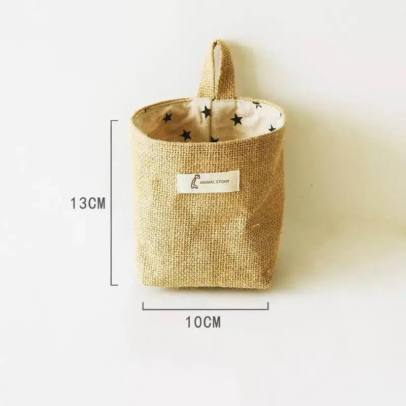 CMCotton Linen Storage Hanging Bags Door Wall Desktop Bathroom Zpaxo one size C