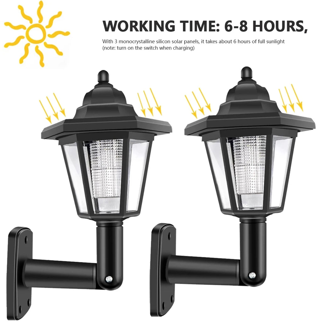 Retro Solar LED Wall Lantern – Waterproof Outdoor Garden Light