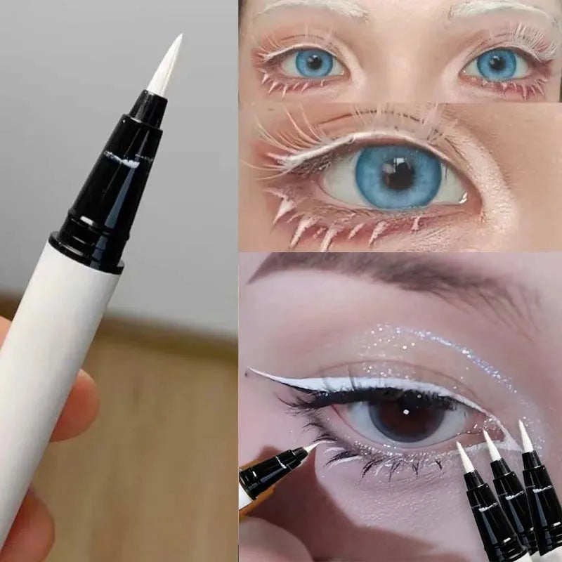 Ultra-thin Matte White Eyeliner Liquid Pen Waterproof Smudge-Proof Long Lasting Lying Silkworm Pen Pigment Eyes Brighten Makeup Zpaxo