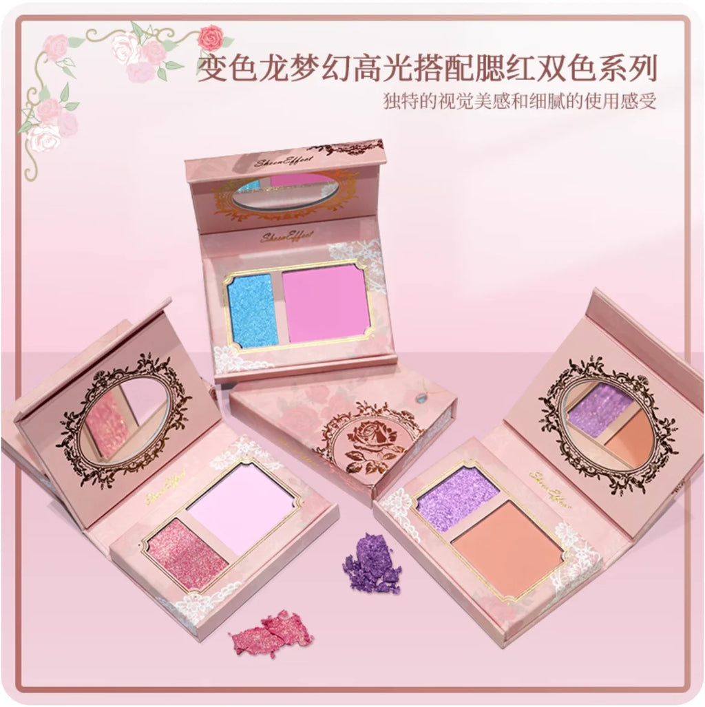 SheenEffect chameleon pigment Highlighter Blush Palette Super Ultra Shiny Original Cheek Makeup Cosmetics Zpaxo